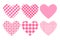 Set heart pink color trend. Substrates checkered pattern. Vector template backgrounds for Valentine`s Day banner.