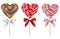 Set heart shaped lollipops for valentine`s day