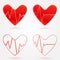 Set of hearts beats graph vector icons