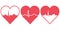 Set of hearts with blood pulse, vector icons symbol of health, sign healthy lifestyle heart in good shape