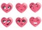 Set of hearts with emotions. Collection of hearts on the day of the holy valentine. Love smilies. Cartoon love symbols