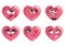 Set of hearts with emotions. Collection of hearts on the day of the holy valentine. Love smilies. Cartoon love symbols