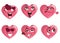 Set of hearts with emotions. Collection of hearts on the day of the holy valentine. Love smilies. Cartoon love symbols