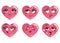 Set of hearts with emotions. Collection of hearts on the day of the holy valentine. Love smilies. Cartoon love symbols