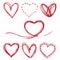 Set for hearts. Ink Brush heart. Hearts Symbols. heart icon. lovers, romance, variety, affection, happiness, love