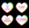 Set of Hearts and Love Messages in Spanish, ideal for celebrations, Wedding and Valentines day