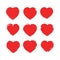 Set of Hearts . Stamps collection love Shapes for your design. Textured Valentine`s Day signs.Vector illustration.