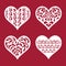 Set of hearts. Templates for laser cutting, plotter cutting, wood carving or printing.