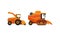 Set of Heavy Agricultural Machinery, Combine and Harvester for Growing and Harvesting Crops Flat Vector Illustration