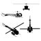 Set with helicopter silhouettes isolated on white background. Vector illustration