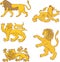 Set of heraldic lions