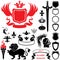 Set of heraldic silhouettes elements