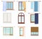 Set of high quality various Vintage Windows with curtains on the alpha background.