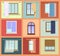 Set of high quality various Vintage Windows with curtains. Vector illustration