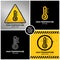 Set of high temperature warning symbols