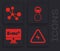 Set High voltage, Molecule, Test tube and flask and Equation solution icon. Vector