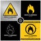 Set of highly flammable warning symbols