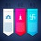 Set Hindu spiritual temple, Burning candle and swastika. Business infographic template. Vector