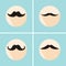 Set of hipster mustache with long flat shadow.