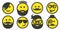 Set of hipster smiley faces