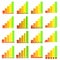 Set of histograms in different unusual styles. Graphic template. Colorful infographics elements. Vector
