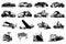 Set of historical transportation icons or pictograms