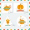 Set of Holiday backgrounds ans stamps with pumpkins, turkey and sparrow