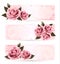 Set of holiday banners with pink beautiful roses.
