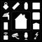 Set of Home, Power, Voice control, Security camera, Socket, Garage, Mobile, Dimmer, Panel, editable icon pack