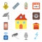 Set of Home, Power, Voice control, Security camera, Socket, Garage, Mobile, Dimmer, Panel, editable icon pack