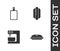 Set Homemade pie, Cutting board, Electric mixer and Hotdog sandwich icon. Vector