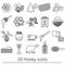 Set of honey theme black outline icons eps10