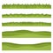 Set of horizontal backgrounds of grass and hills cut out of paper. Layered scenery