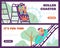 Set of horizontal banners with amusement park fun concept in flat illustration