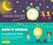 Set of horizontal banners, Good night and sweet dreams, How it works vector Illustrations elements for education design