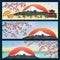 Set of horizontal banners japanese style