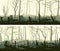 Set of horizontal banners with silhouettes of windbreak forest.