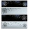 Set of horizontal black and grey banners with dandelions fluff