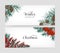 Set of horizontal holiday banners or backdrops with pine tree branches, cones, holly berries and place for text on white