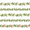 Set of horizontal seamless garlands with pink and white flowers. Vector illustration.