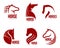 Set of horse head graphic logo templates