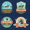 Set of Horse racing sport club badge, patch, emblem, logo. Vector illustration. Vintage equestrian label, sticker with