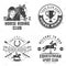 Set of Horse riding sport club badges, patches, emblem, logo. Vector illustration. Vintage monochrome equestrian label