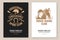 Set of Horse riding sport club flyer, brochure, banner, poster. Vector illustration. Vintage monochrome equestrian label