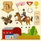 Set of Horseback riding. Racing icons for Activity Jockey club. Equipments for Equestrian Sport poster. Accessories