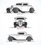 Set of hot rod or vintage custom sports car silhouettes. Vector illustration