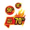 The set of hot sale burning labels discount 10%. 50%. 70% and ta