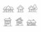 Set of house icon with simple line design, house vector illustration