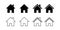 Set house icons. Isolated vector illustration.Silhouette symbol. Home page sign. Construction sign symbol. House linear icon set.