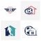 Set of House Soccer logo design vector illustration, Creative Football logo design concept template, symbols icons